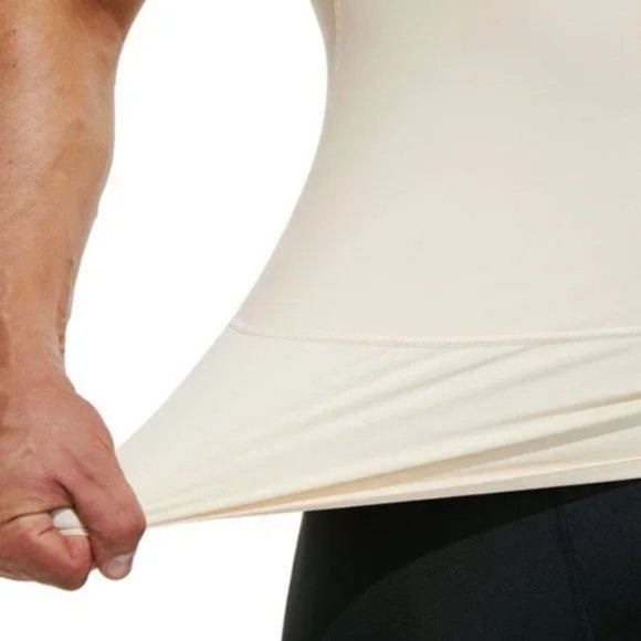 New Mens Compression Shirt Slimming Beige - Picture 6 of 7